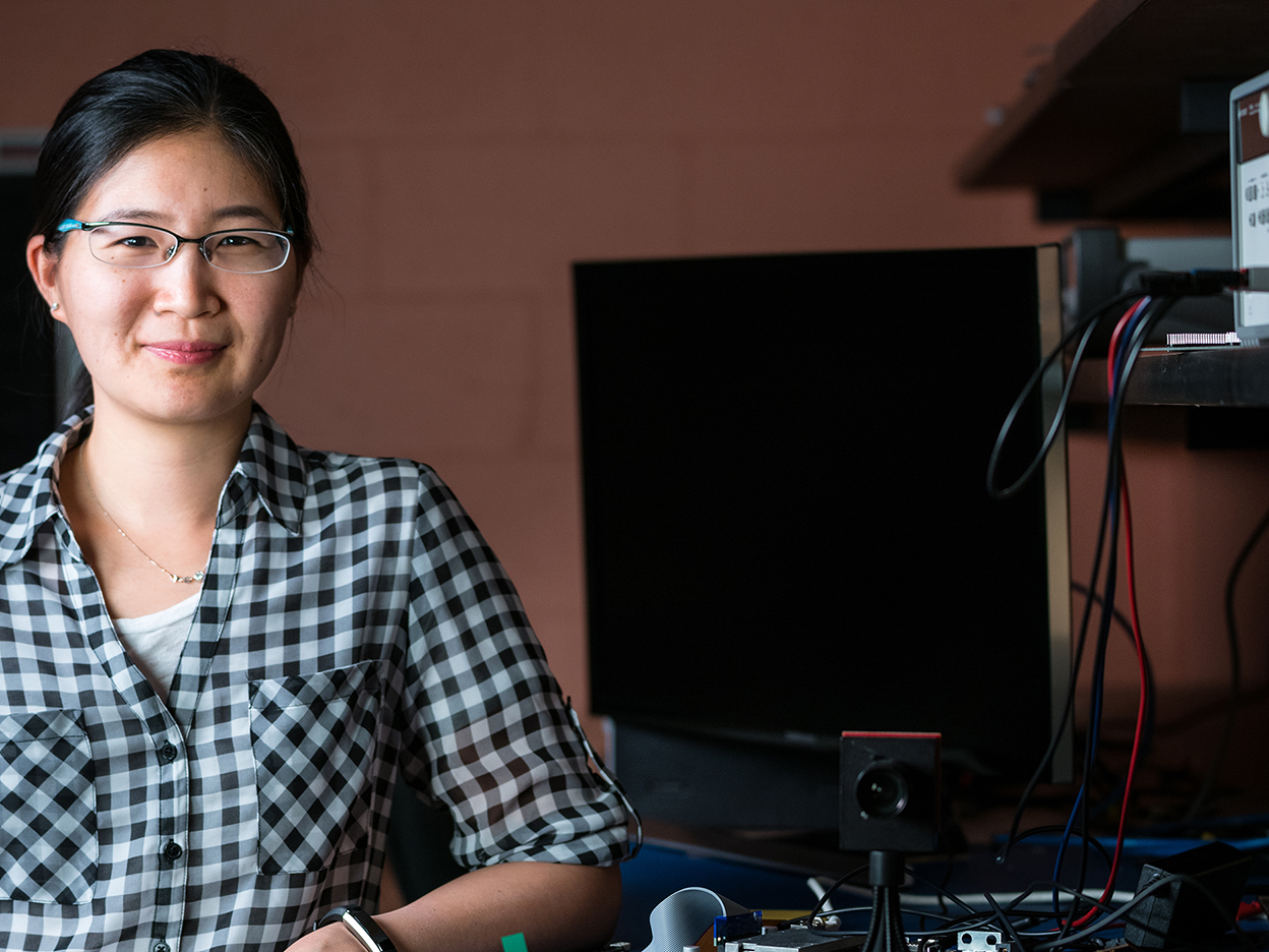 Vivienne Sze in her lab (photo credit: Lili Paquette)