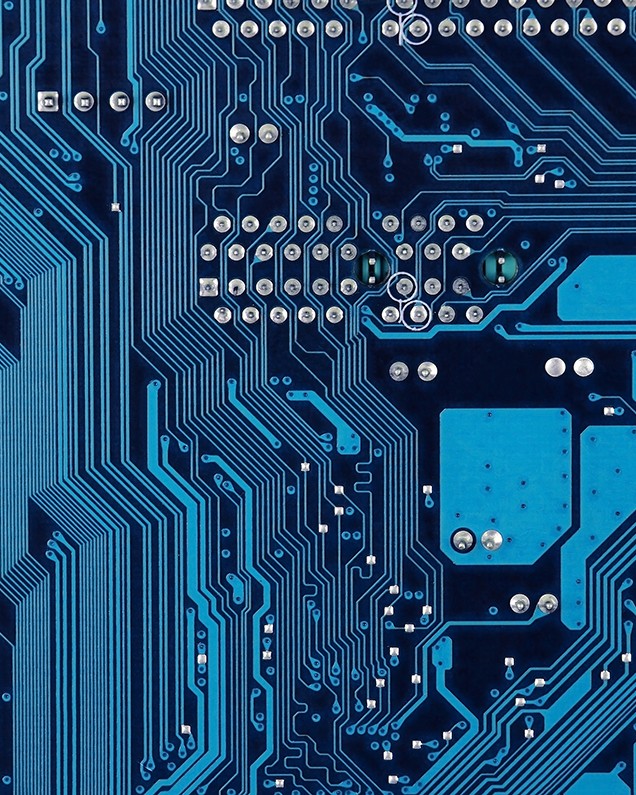 blue computer circuit board