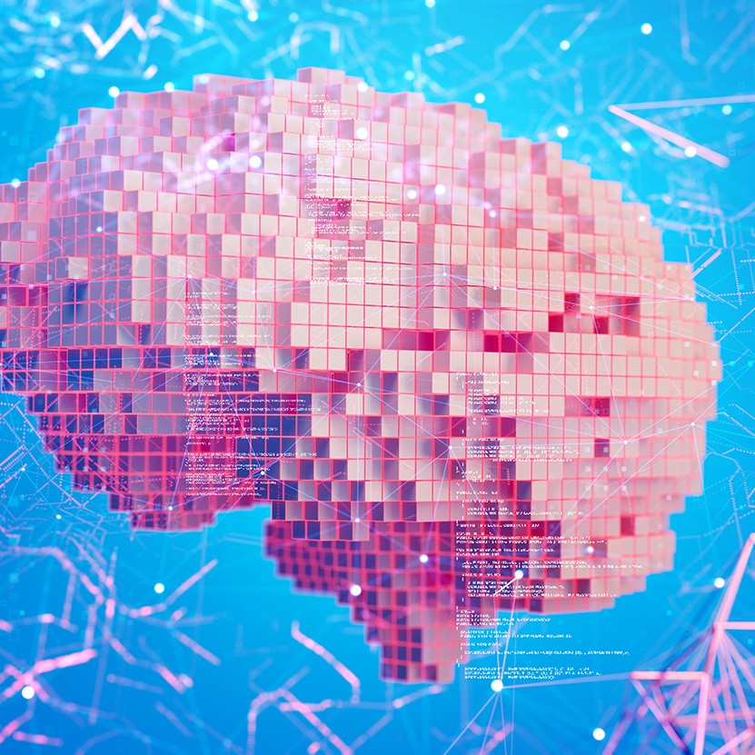 Artificial Intelligence digital concept with brain shape