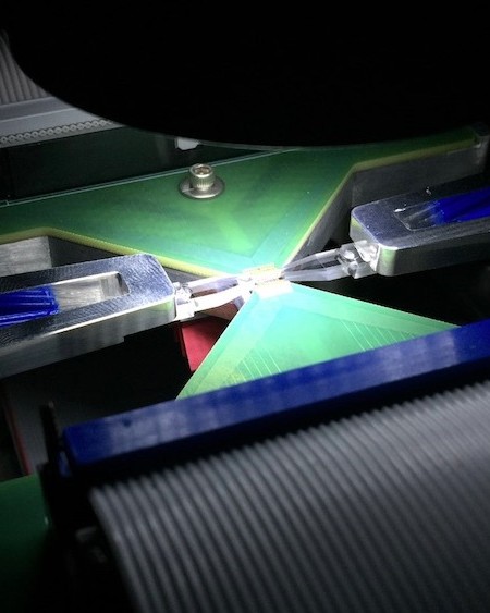 light shining on very small computer chip