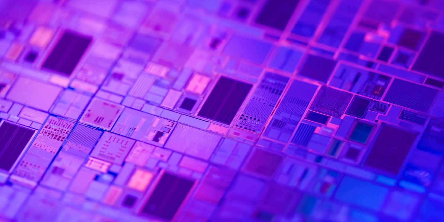 silicon wafer semiconductor with neon color