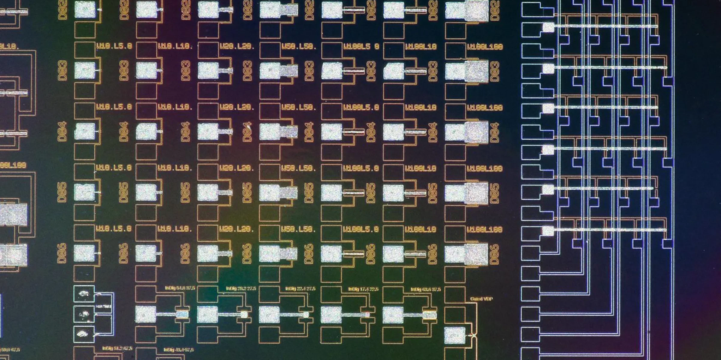 computer chip containing many aligned squares