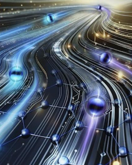 blue and purple circuitry highway