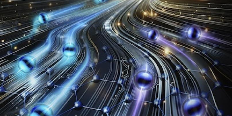 blue and purple circuitry highway
