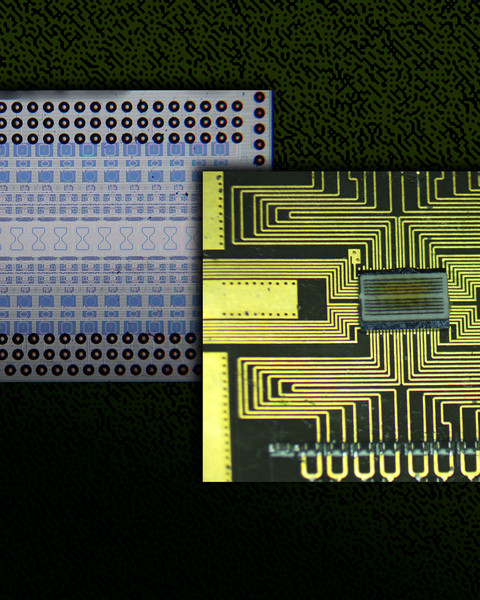 Two views of the silicon chip