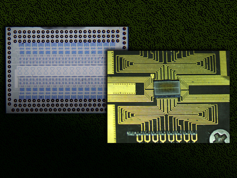 Two views of the silicon chip
