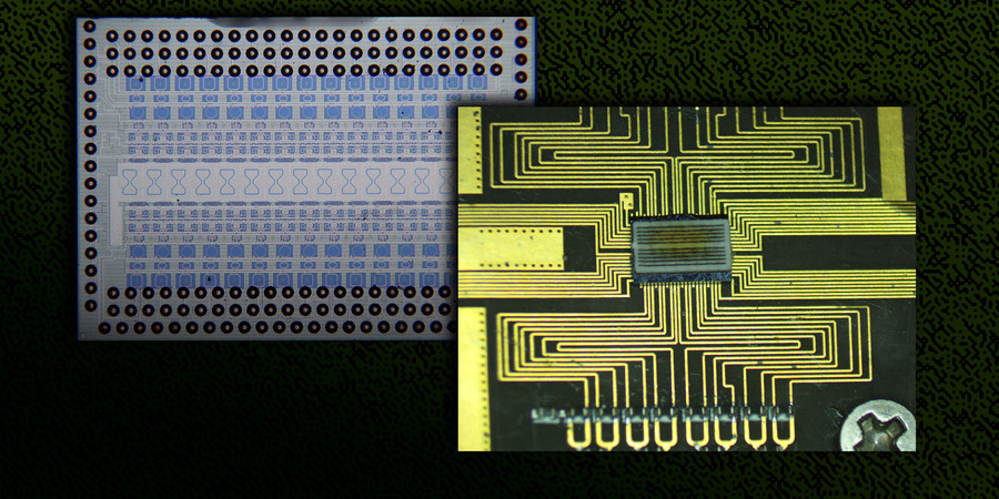 Two views of the silicon chip