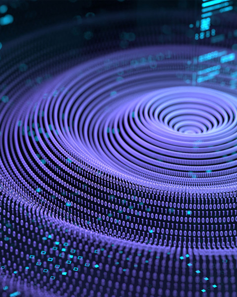 Digital graphic showing concentric waves of binary code propagating like ripples on a pond