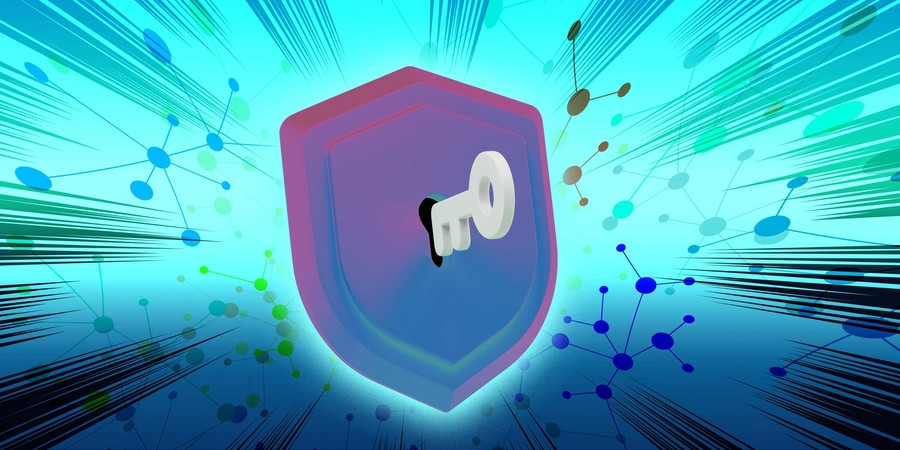 A lock-and-key with language model in the background.